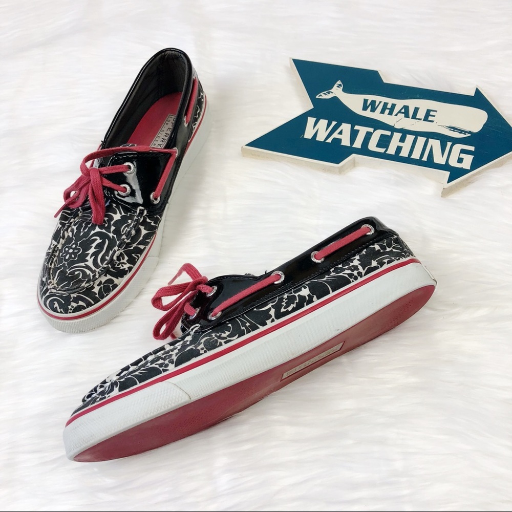 Sperry Top Sider Boat Shoes Red White Black Size 7 Sperrys